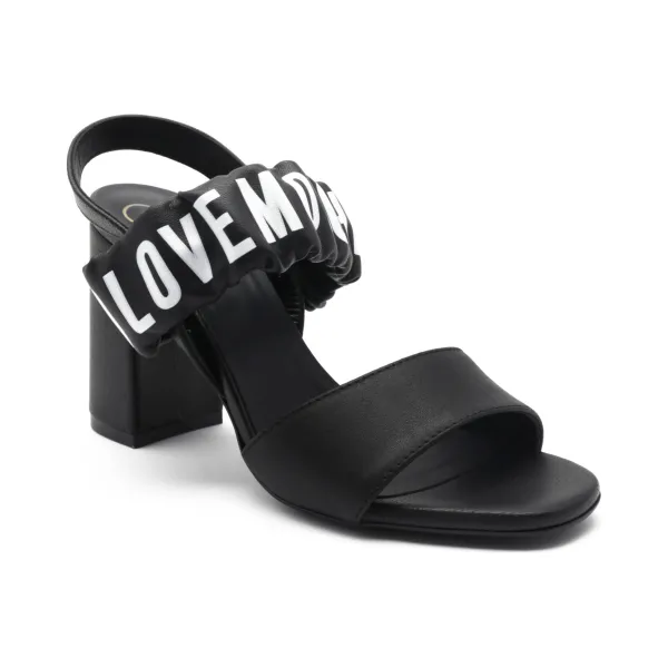 Кожаные босоножки на каблуке Love Moschino, черный