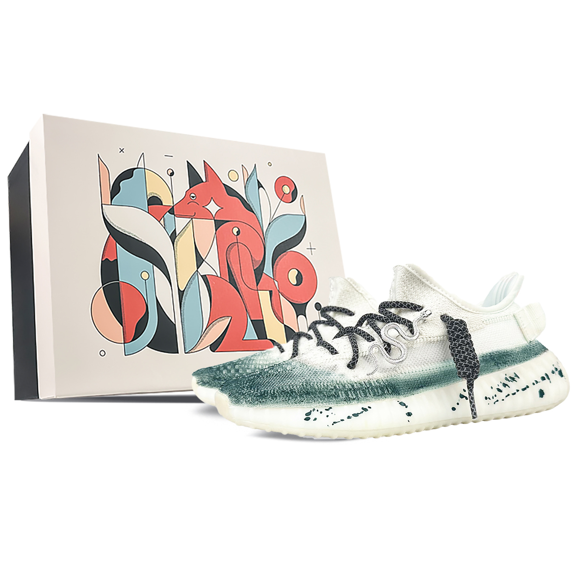 Yeezy Boost 350 V2 Износостойкие низкие повседневные кроссовки Unisex Белый Зеленый Adidas Originals