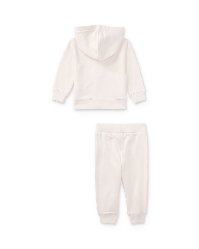 Комплект из худи и брюк из французской махровой ткани Ralph Lauren для девочек – для малышей, розовый — фото 2
