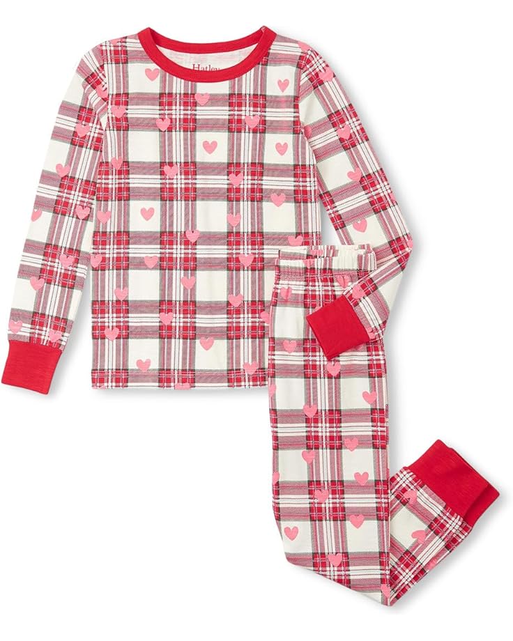 

Пижама Hatley Kids Hearts Plaid Stretch Cotton Pajama Set, цвет Natural