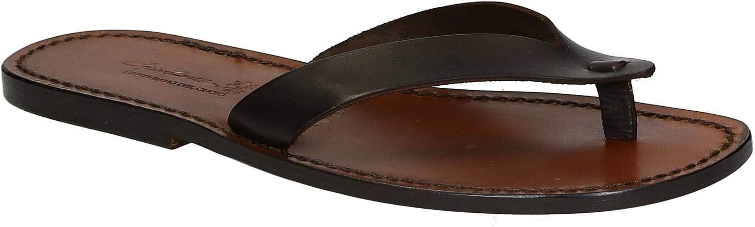 

Мужские кожаные тапочки ручной работы ручной работы Gianluca - L'Artigiano Del Cuoio, темно-коричневый