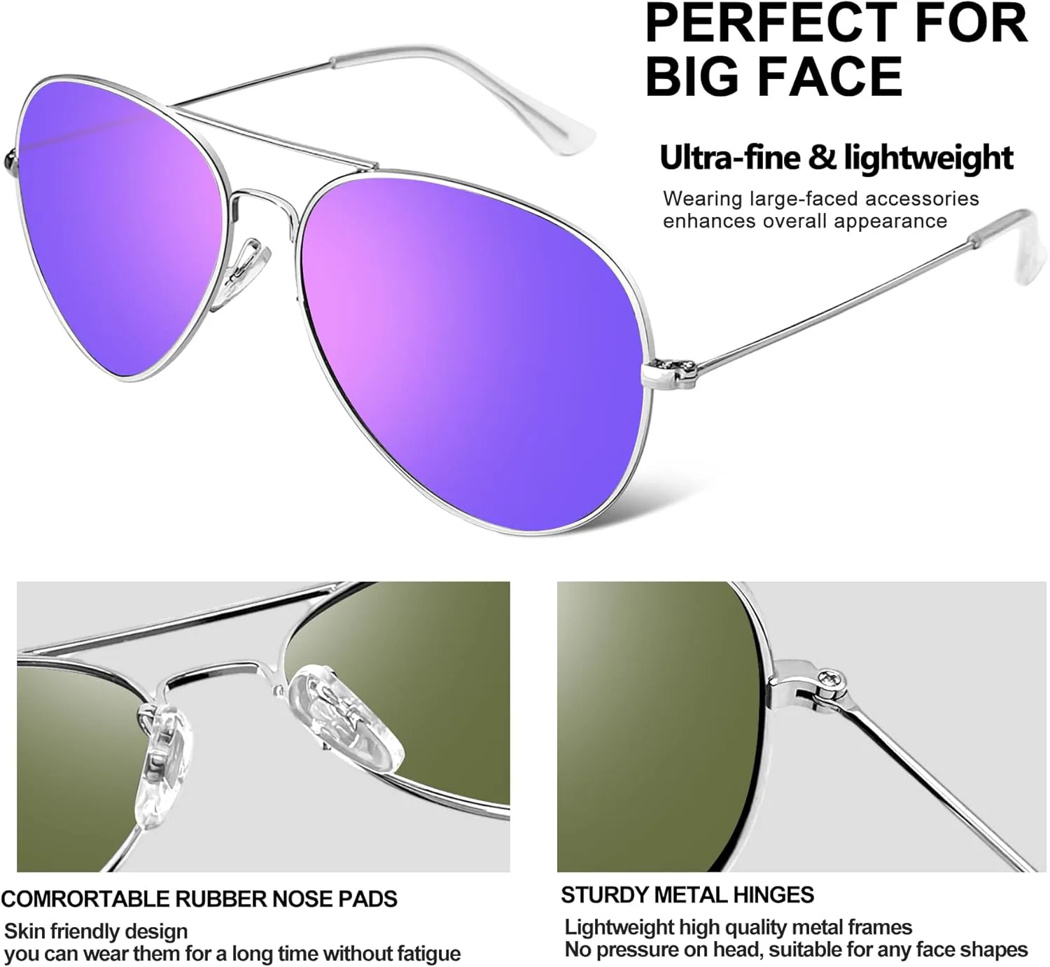 

Солнцезащитные очки Joopin Bulk Trendy Aviation с поляризацией и защитой от УФ-излучения, в стиле ретро, ​​стильные солнцезащитные очки, Green + Red + Purple