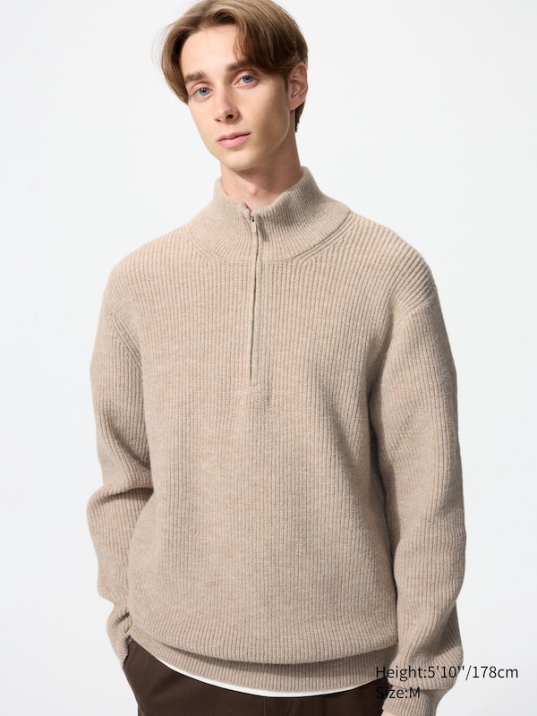 

Джемпер из пряжи Soufflé с молнией Uniqlo, 32 beige
