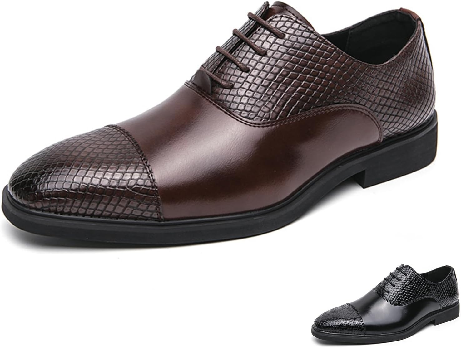 

Мужские кожаные оксфорды с тиснением, классические туфли с круглым носком, на шнуровке, низкие дерби, роскошная обувь для бизнеса, свадьбы и официальных мероприятий Glbdu, коричневый