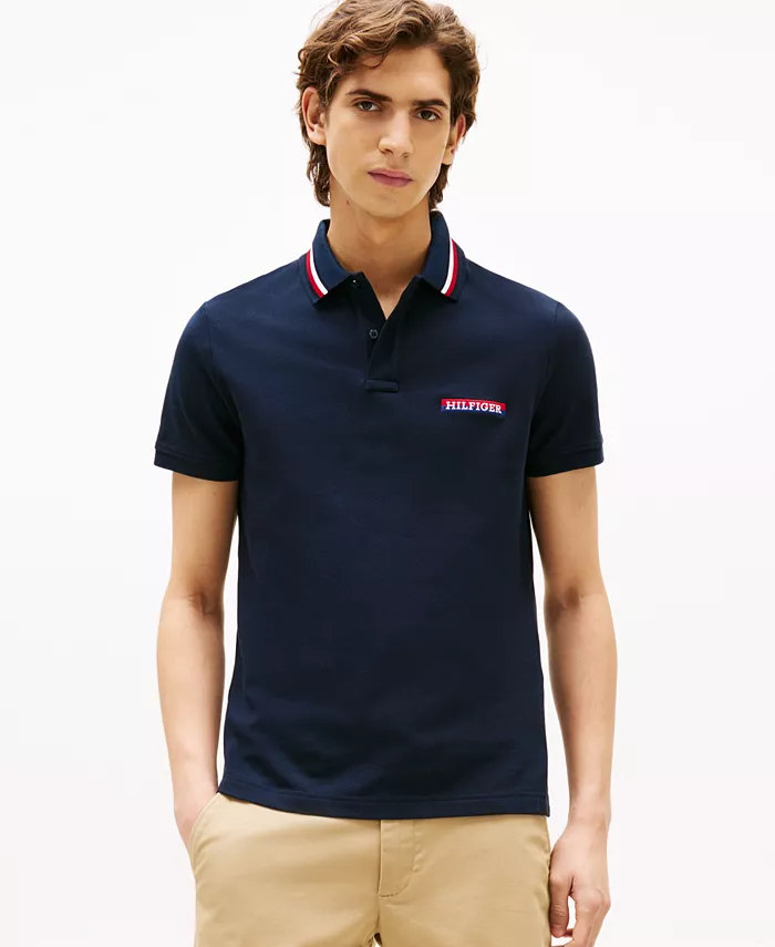 

Мужская поло с контрастными деталями Regular Fit Tommy Hilfiger, синий