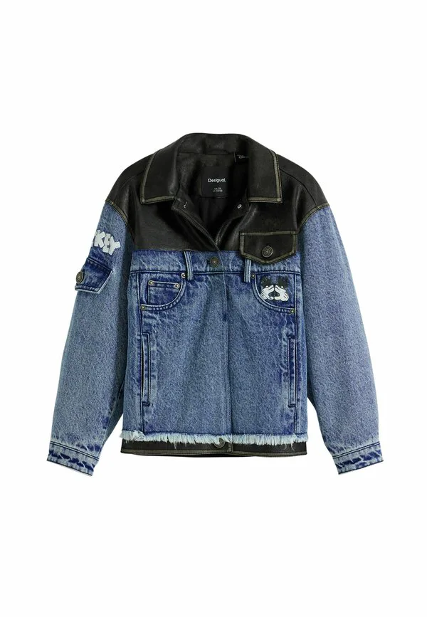 Комбинированная джинсовая куртка с изображением микки мауса Desigual, Blue — фото 4