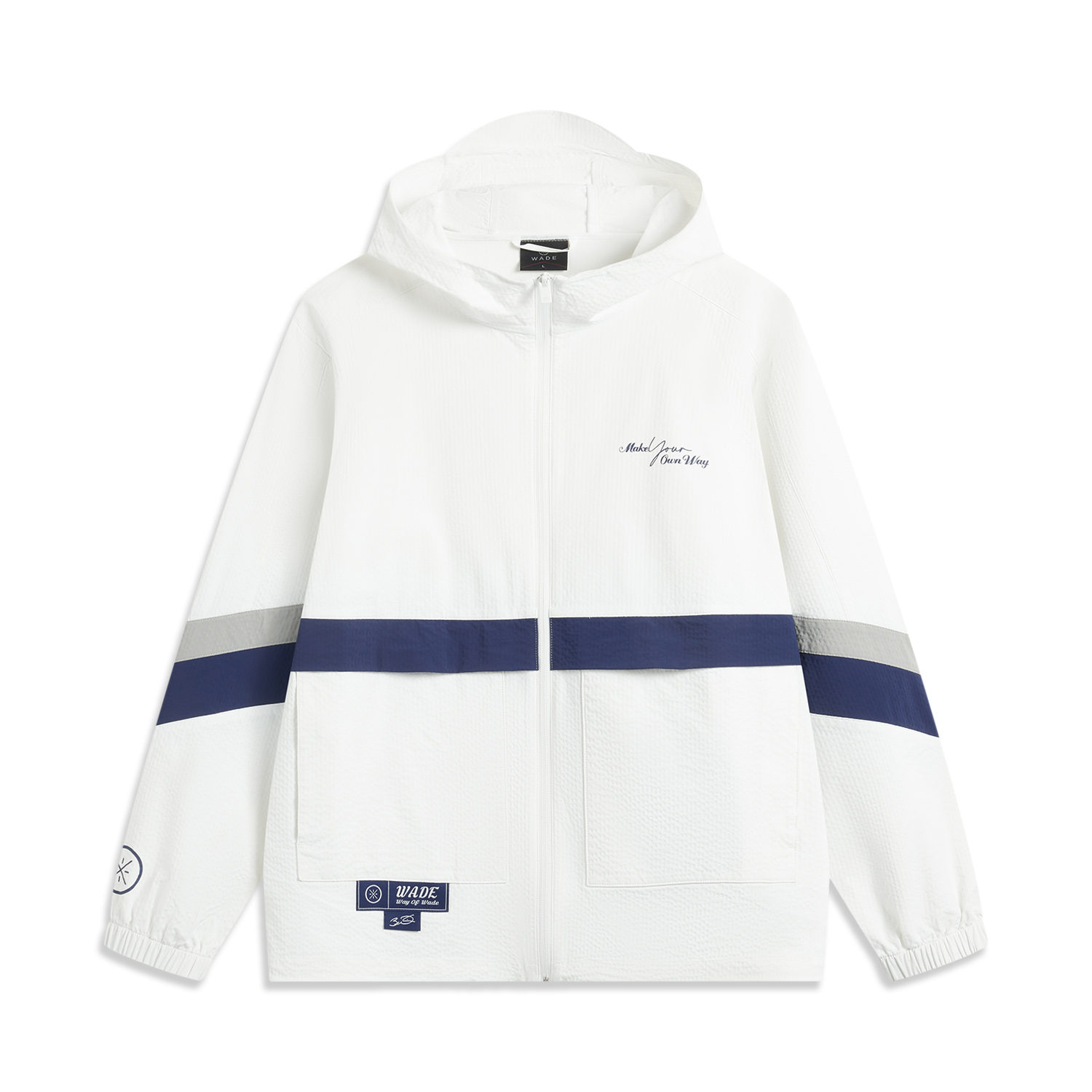 

LINING Куртка мужская стандартная бело-сине-серая, Standard White/Dark Navy Blue/Geologic Gray