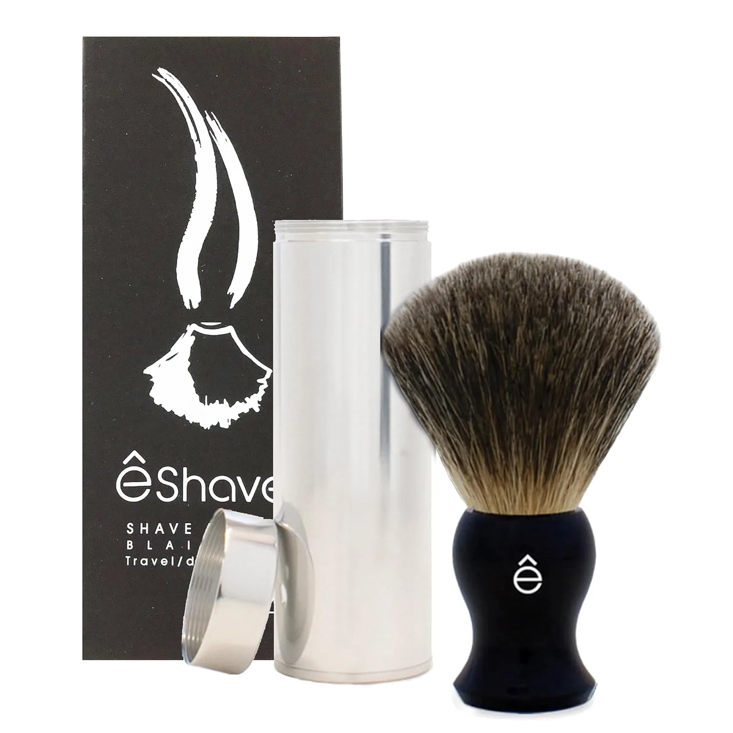 Дорожная помазочная кисть Eshave из тонкого барсучьего ворса, черная., Black — фото 2
