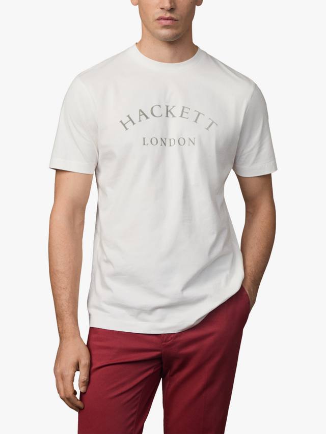 

Хлопковая футболка Regular Fit с коротким рукавом и логотипом Hackett London, Off White