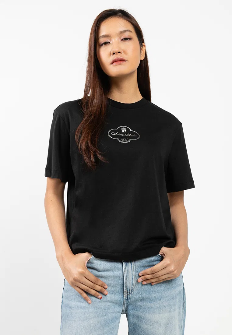 Футболка, логотип, Calvin Klein Jeans, черный