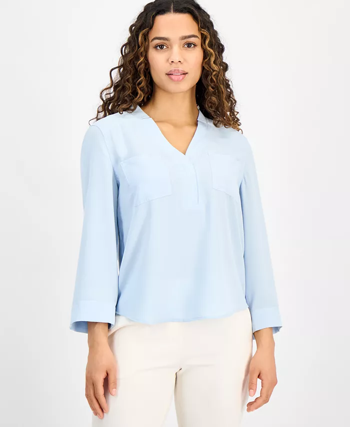 

Блуза с рукавом 3/4, Regular & Petite AK Anne Klein, синий