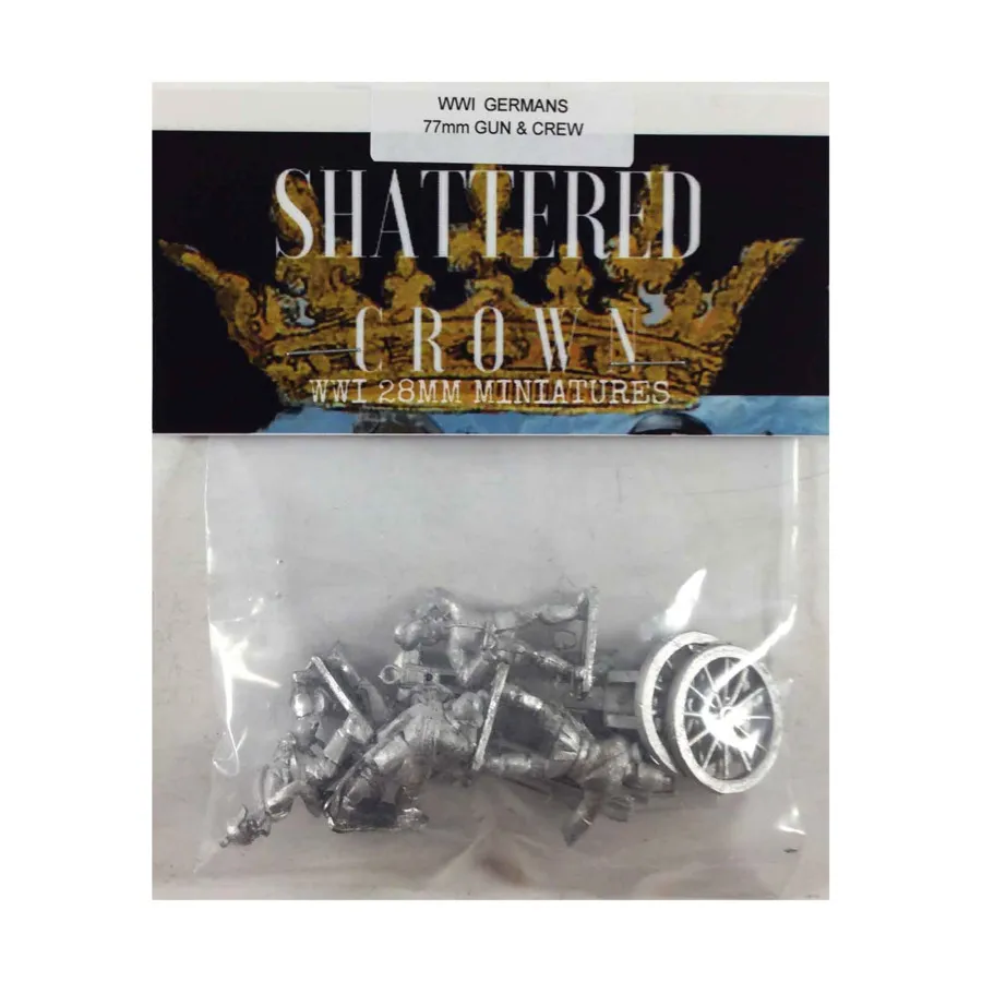 

Немецкая 77-мм пушка и экипаж, WWI Shattered Crown Miniatures - German (28mm)