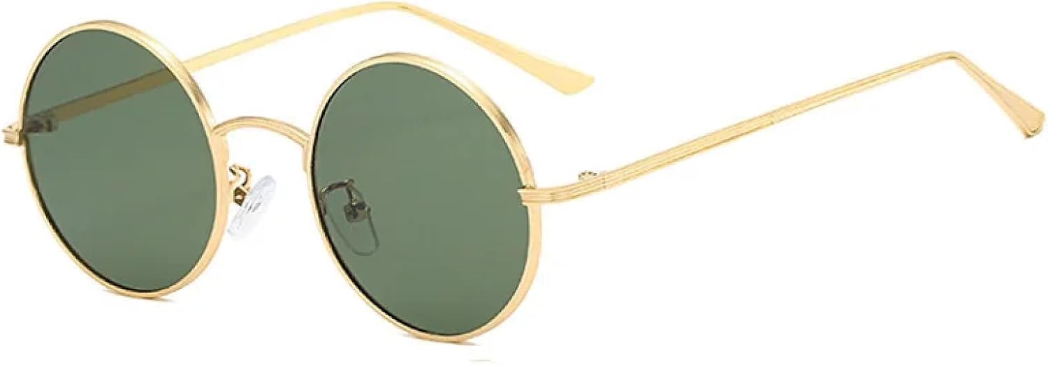 

Классические мужские круглые солнцезащитные очки, женские солнцезащитные очки в металлической оправе с защитой от УФ-излучения UV400. Модные очки для мужчин и женщин HHZZYVY, Gold-green