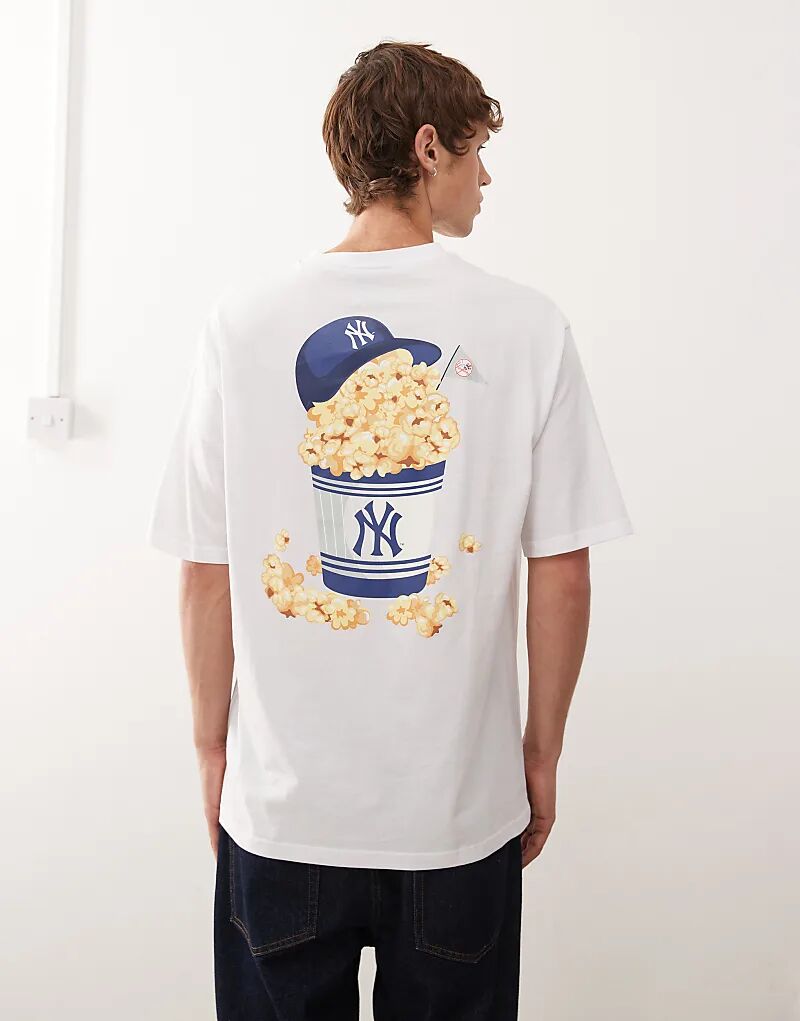 

Футболка New Era NY Yankees свободного кроя белого цвета с принтом еды