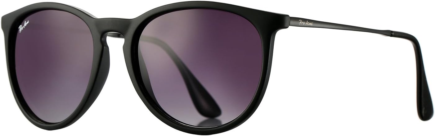 

Поляризованные солнцезащитные очки Pro Acme для женщин и мужчин, классическая круглая форма, 100% защита от УФ-излучения, легкая небьющаяся оправа из материала TR90, Rubber Black/Grey Gradient