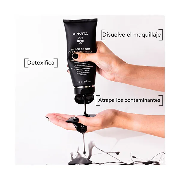 Гель для умывания Apivita — Очищающий гель с активным углем Limpiador Detox Negro, 150 мл — фото 2