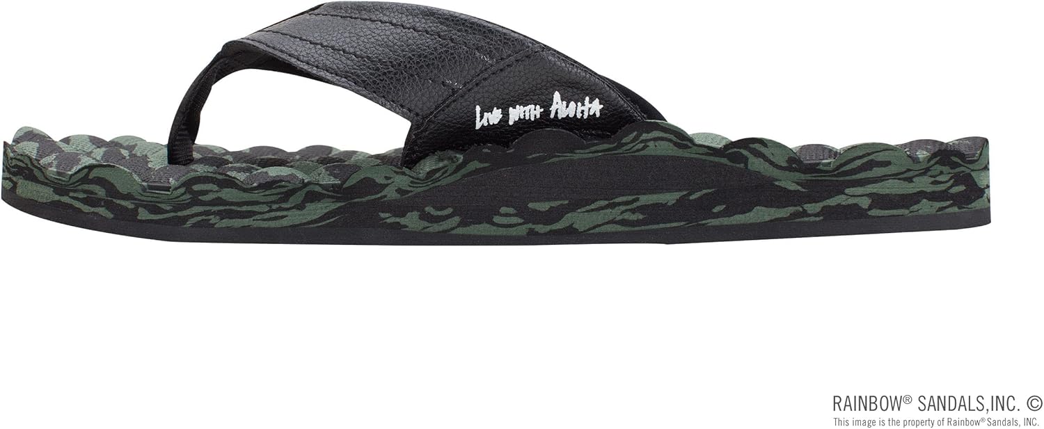 Мужские резиновые сандалии Rainbow Sandals Holoholo с одним слоем, черный/зеленый — фото 2