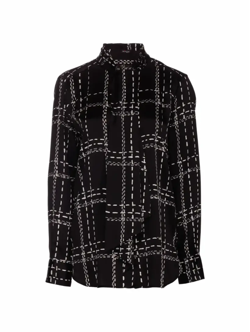 

Шелковая блузка в клетку Kiton, мультиколор