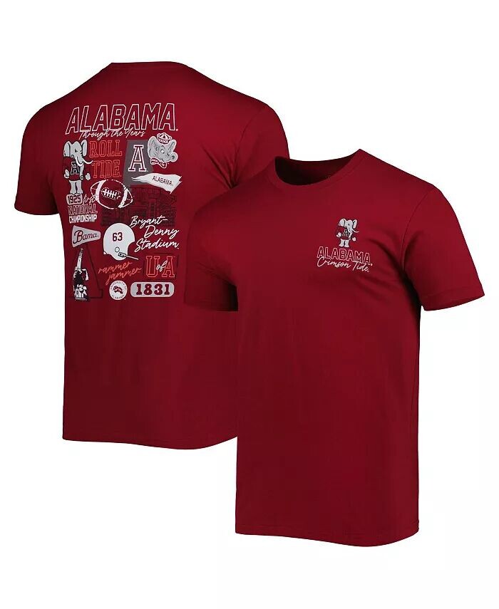 

Мужская футболка Crimson Alabama Crimson Tide в винтажном стиле Through the Years 2-Hit Image One, красный