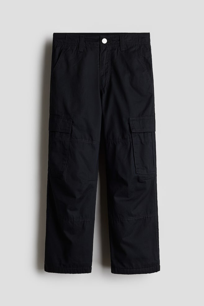 

Брюки карго из хлопка на подкладке H&M, черный