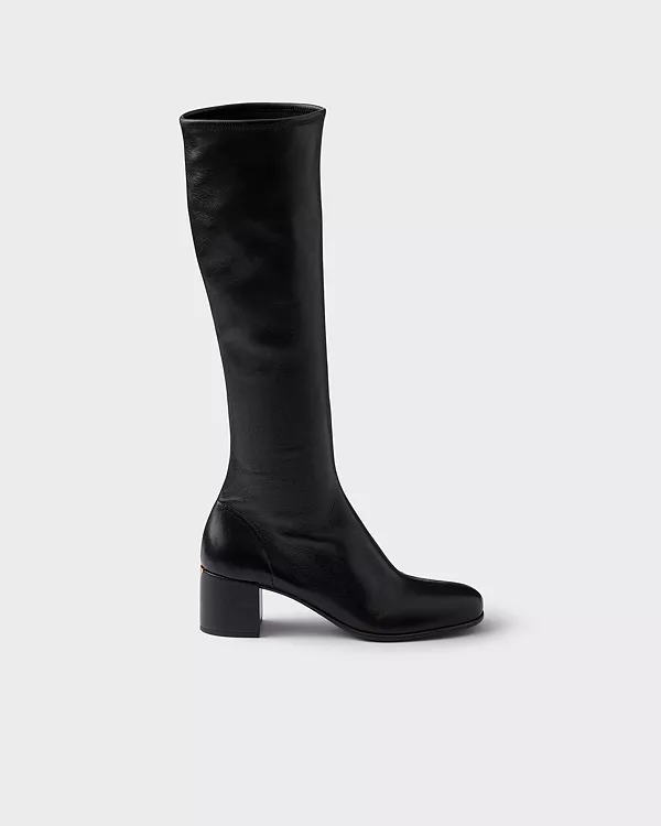 Женские сапоги из эластичной кожи наппа Prada, черный — фото 2
