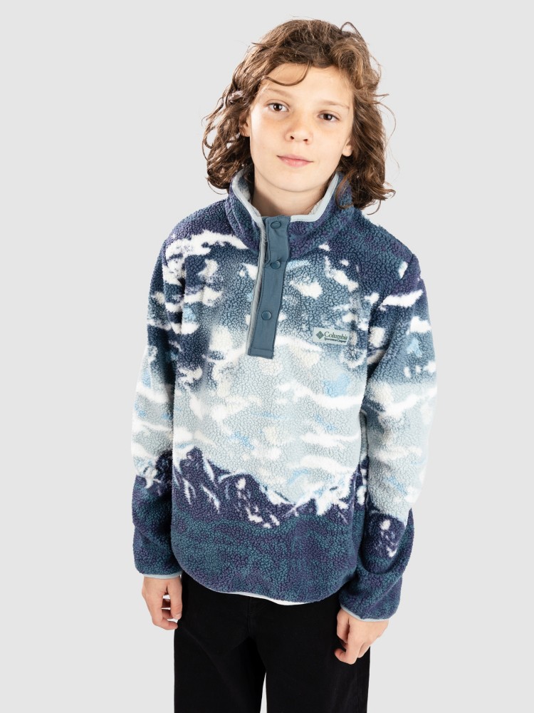 Флисовый пуловер Columbia Helvetia II Printed Snap Kids Half-Zip Fleece Pullover, crushed blue sisters/evbl