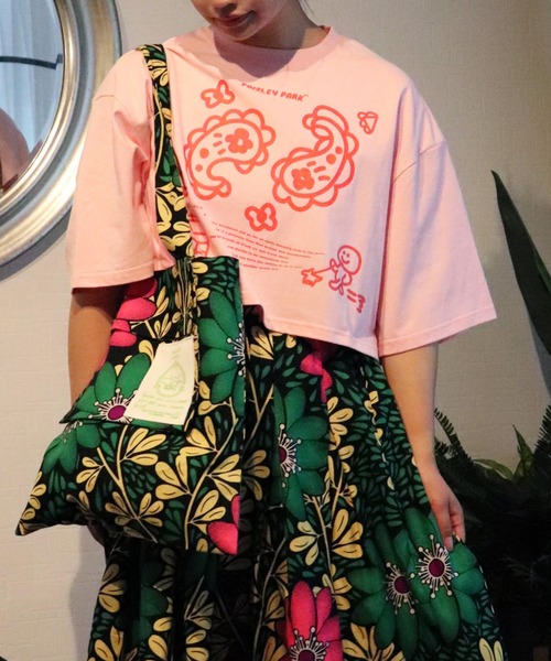 

Moyan ecri Короткая футболка с принтом, розовый