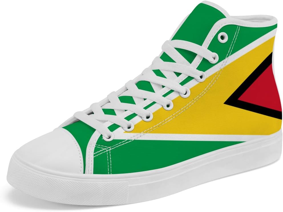 

Кеды на высокой подошве с флагом Гайаны, высокие кроссовки на шнуровке, повседневная обувь для мужчин и женщин Chebing, желтый