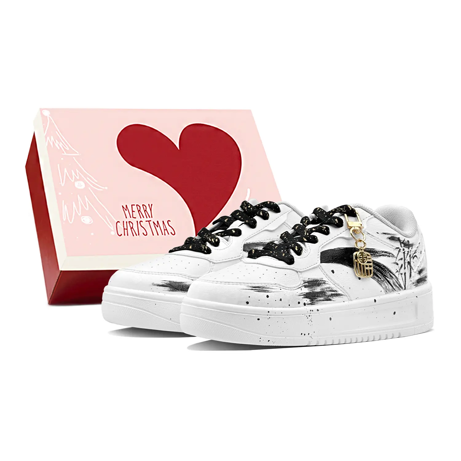 

ANTA Противоскользящие износостойкие низкие скейтерские кеды мужские Black White