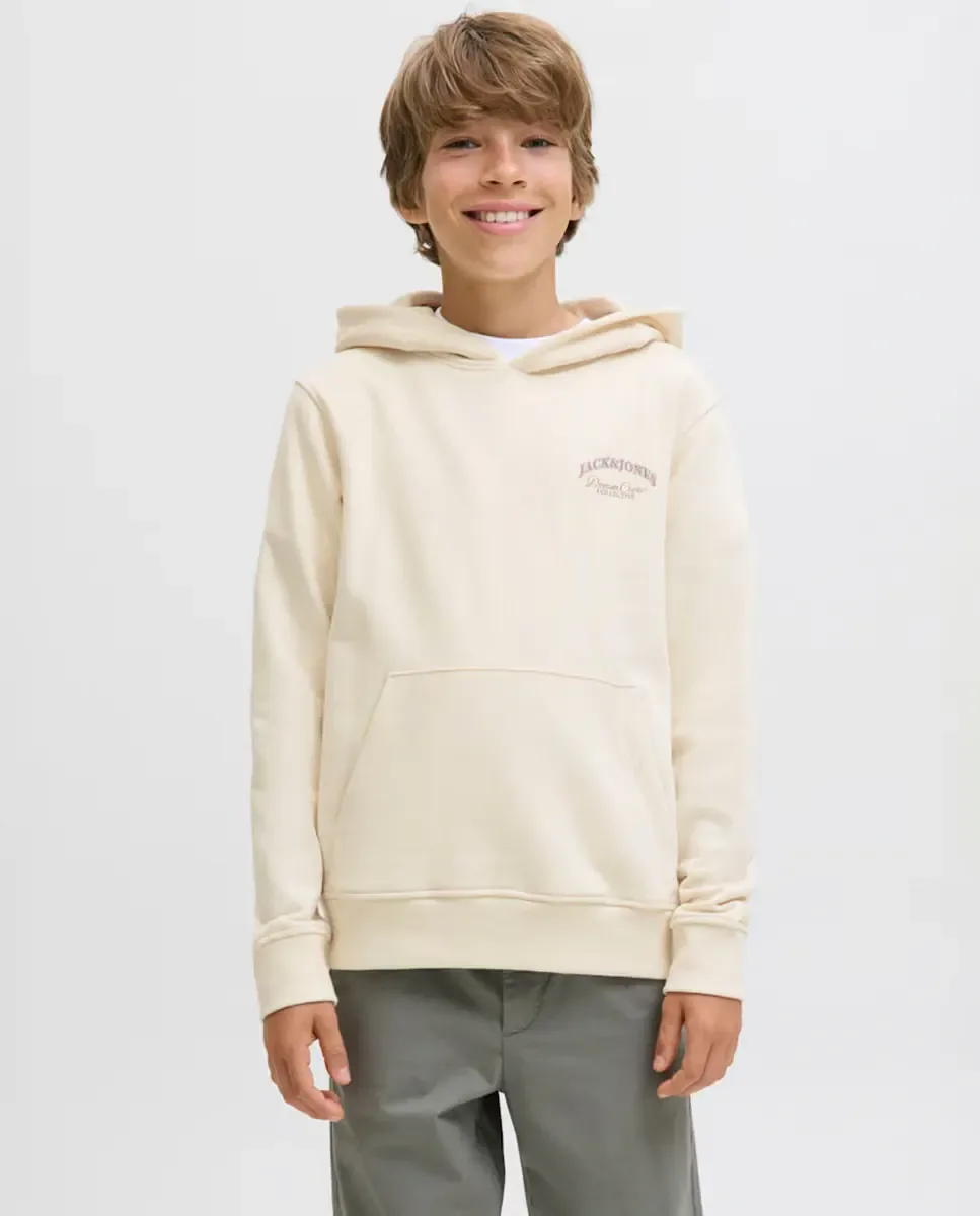 Детская худи с капюшоном с принтом на спине Jack & Jones, белый