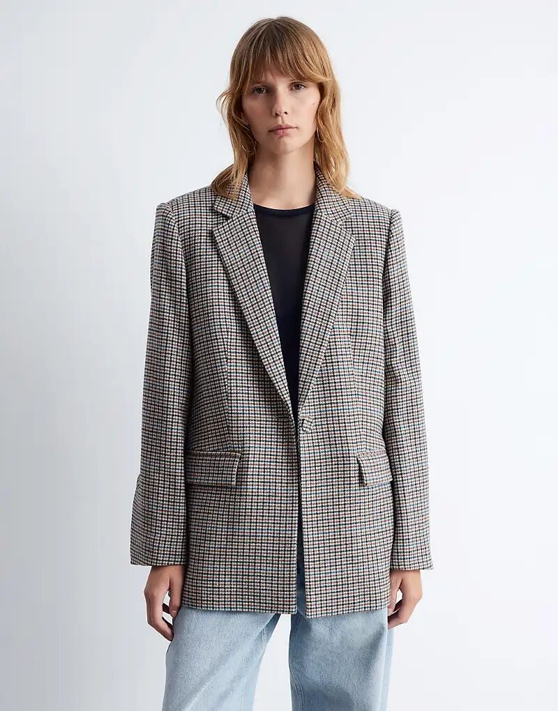 

& Other Stories однобортный пиджак из шерстяной смеси в темно-бежевую клетку