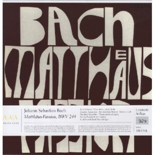 

Виниловая пластинка Bach, J.S. / Schrier / Dresden Kreuzchor: St Matthew Passion