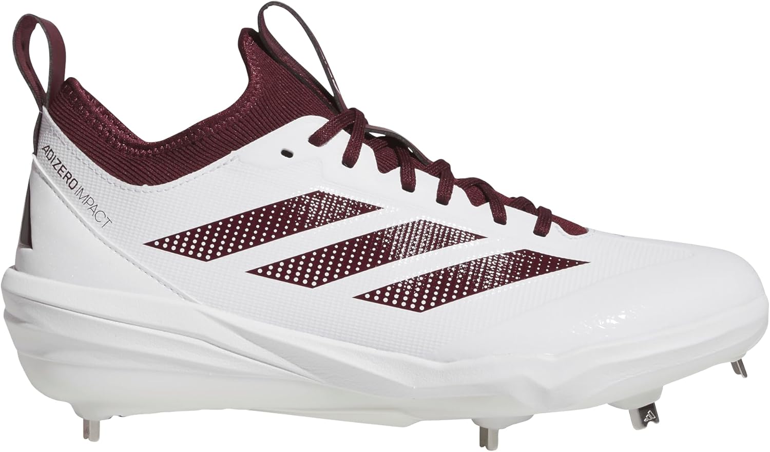 Мужские бейсбольные кроссовки Adidas Adizero Impact 2.0, белый/бордовый — фото 2