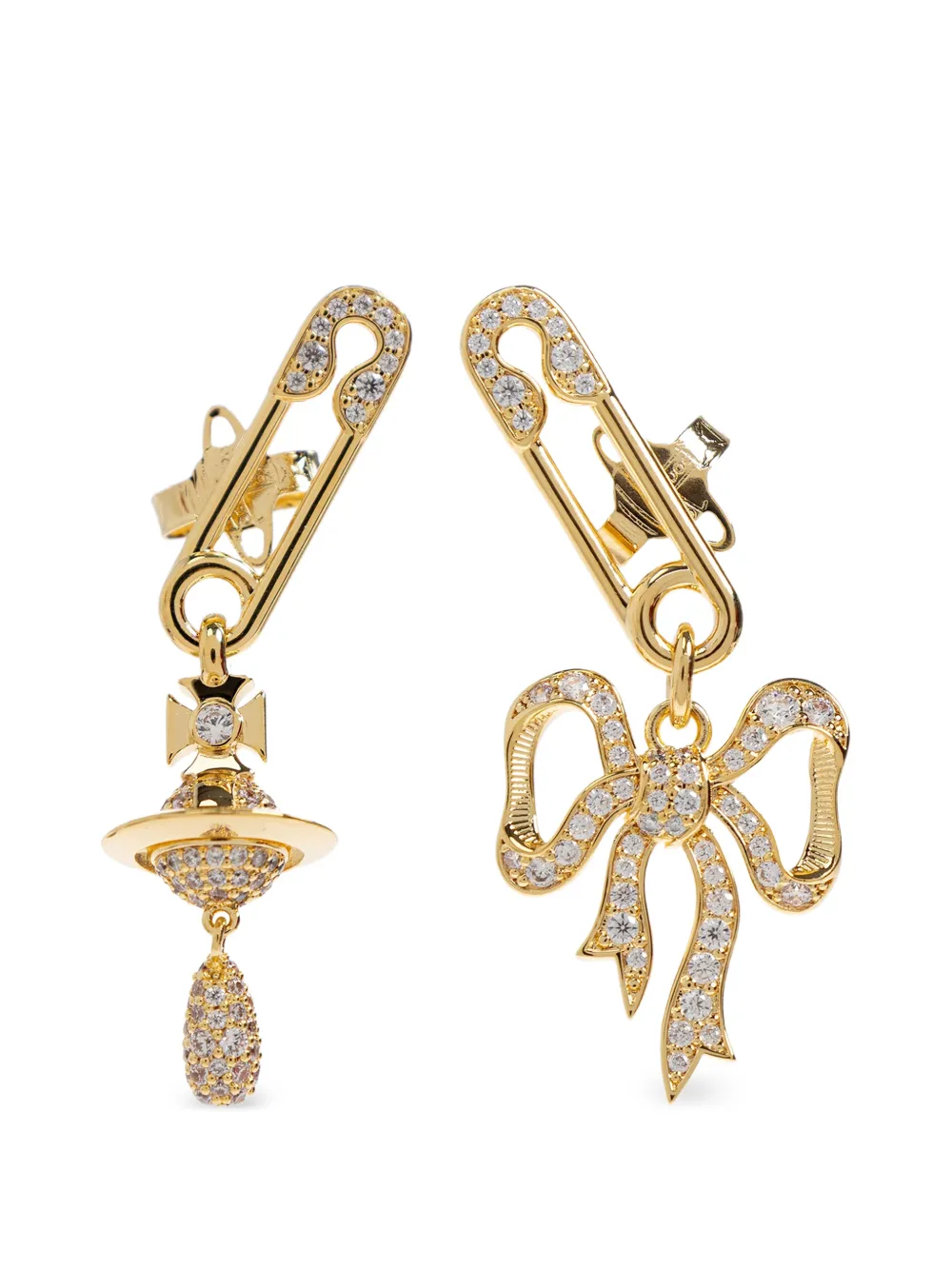 

Серьги с подвеской в виде банта и английской булавки Vivienne Westwood, золотой