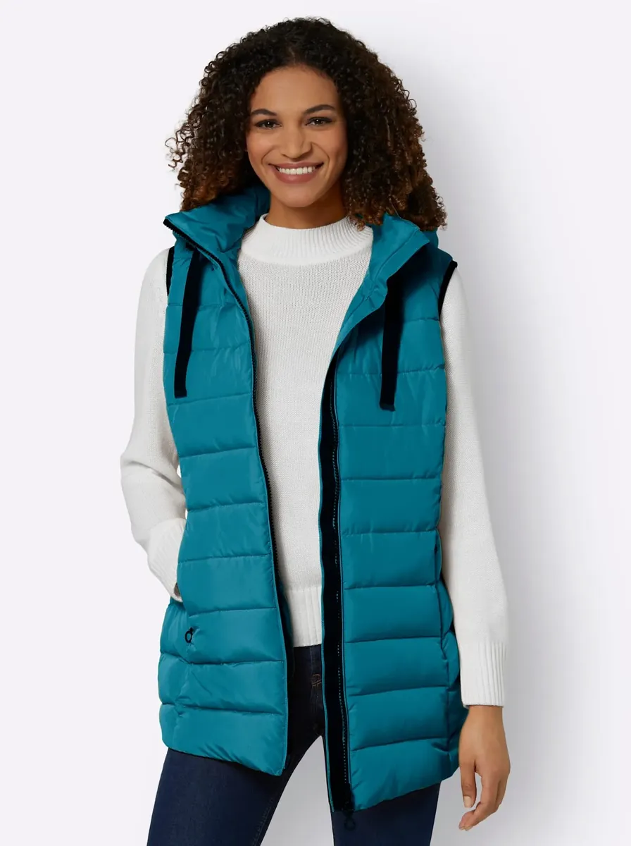 

Повседневный образ стеганый жилет Casual Looks, цвет Aquapetrol