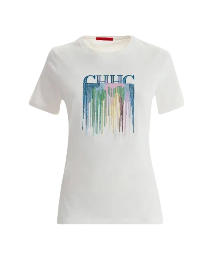 

Футболка цвета слоновой кости с вышивкой Carolina Herrera, белый