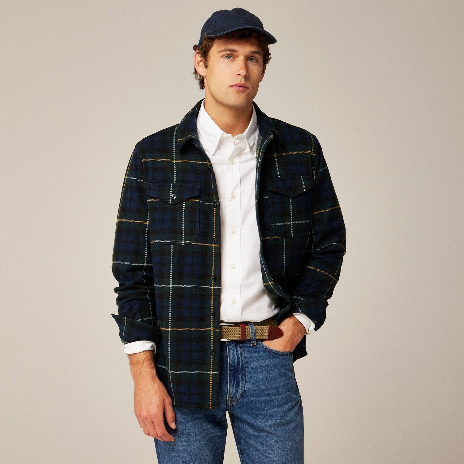 

Рубашка из мягкой трикотажной ткани Seaboard в клетку J.Crew, зеленый
