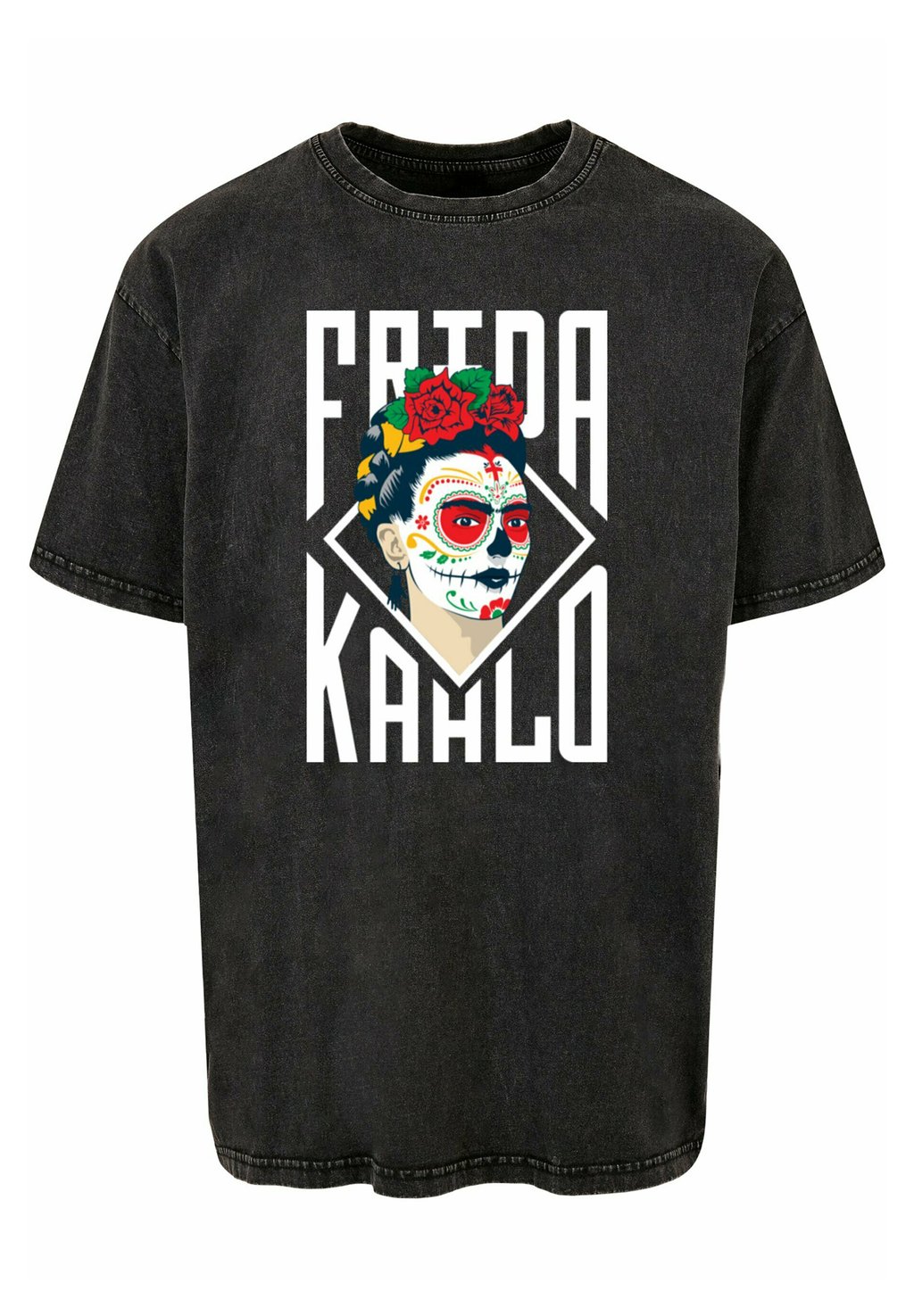 

Принт на футболке FRIDA KAHLO LETTERING ACID WASHED HEAVY OVERSIZE TEE Merchcode, черный