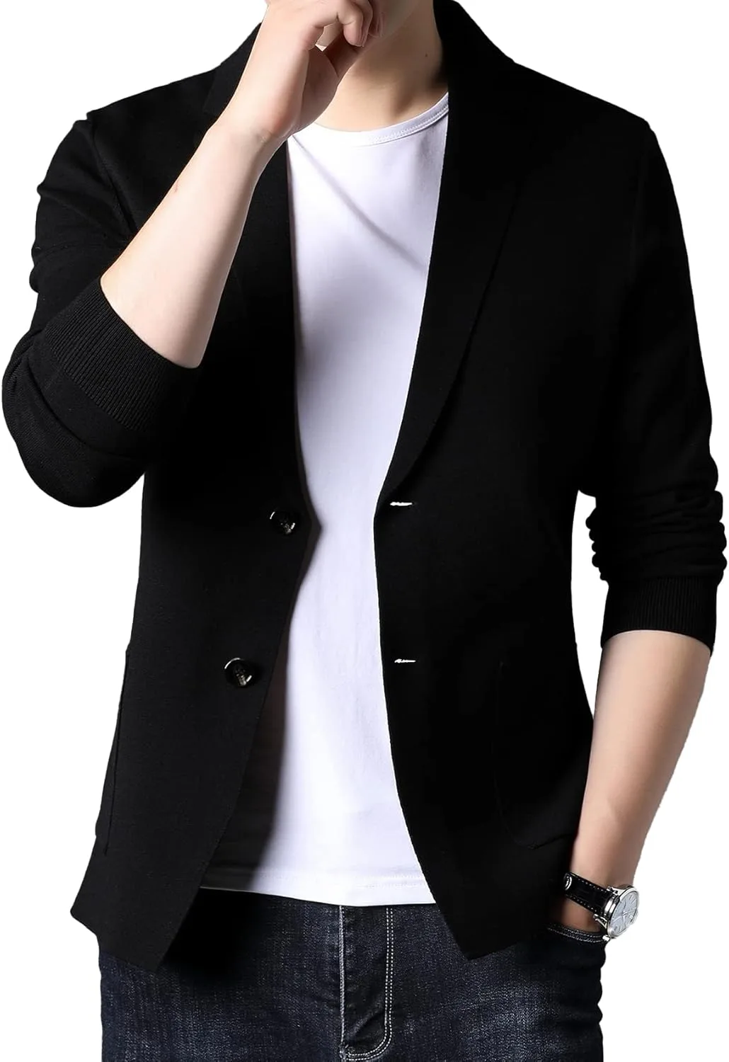 

Мужской кардиган Kissonic с длинными рукавами и вырезом лацканом