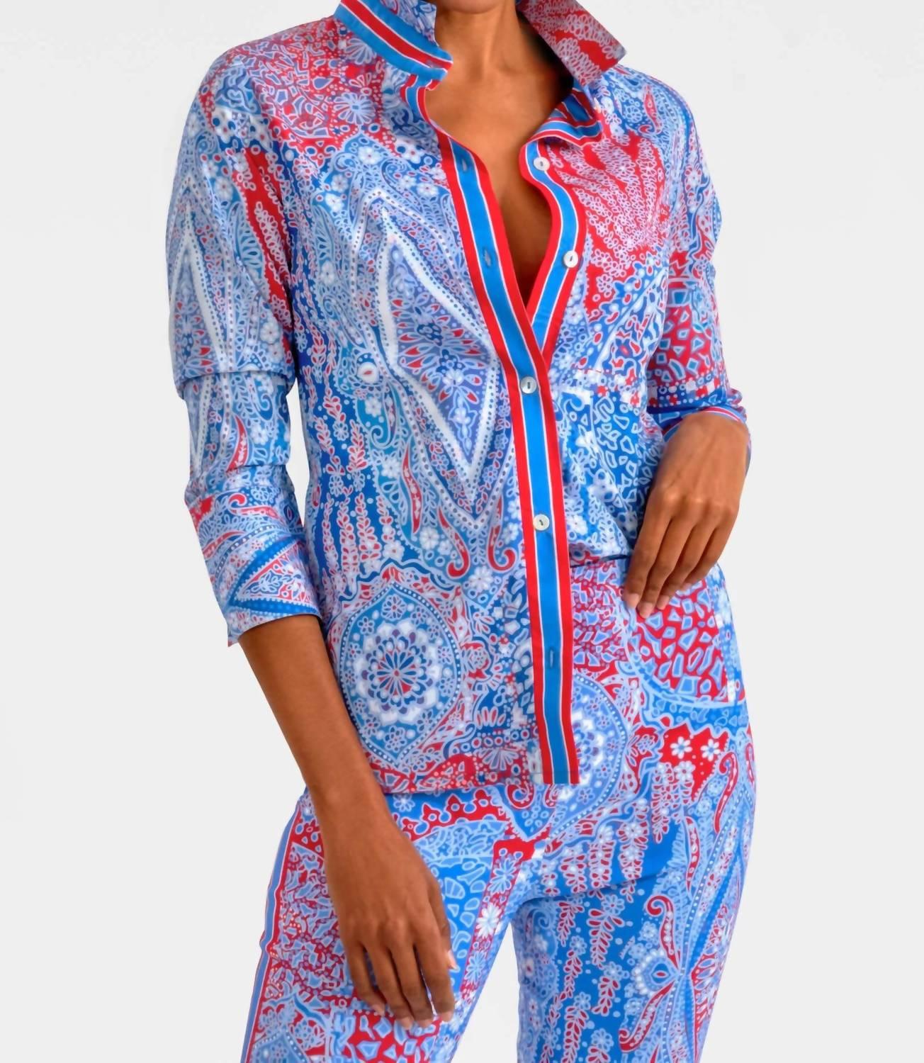 

Бойфрендская рубашка с пуговицами и рукавом 3/4 в цвете Grand Bazar Blues GRETCHEN SCOTT