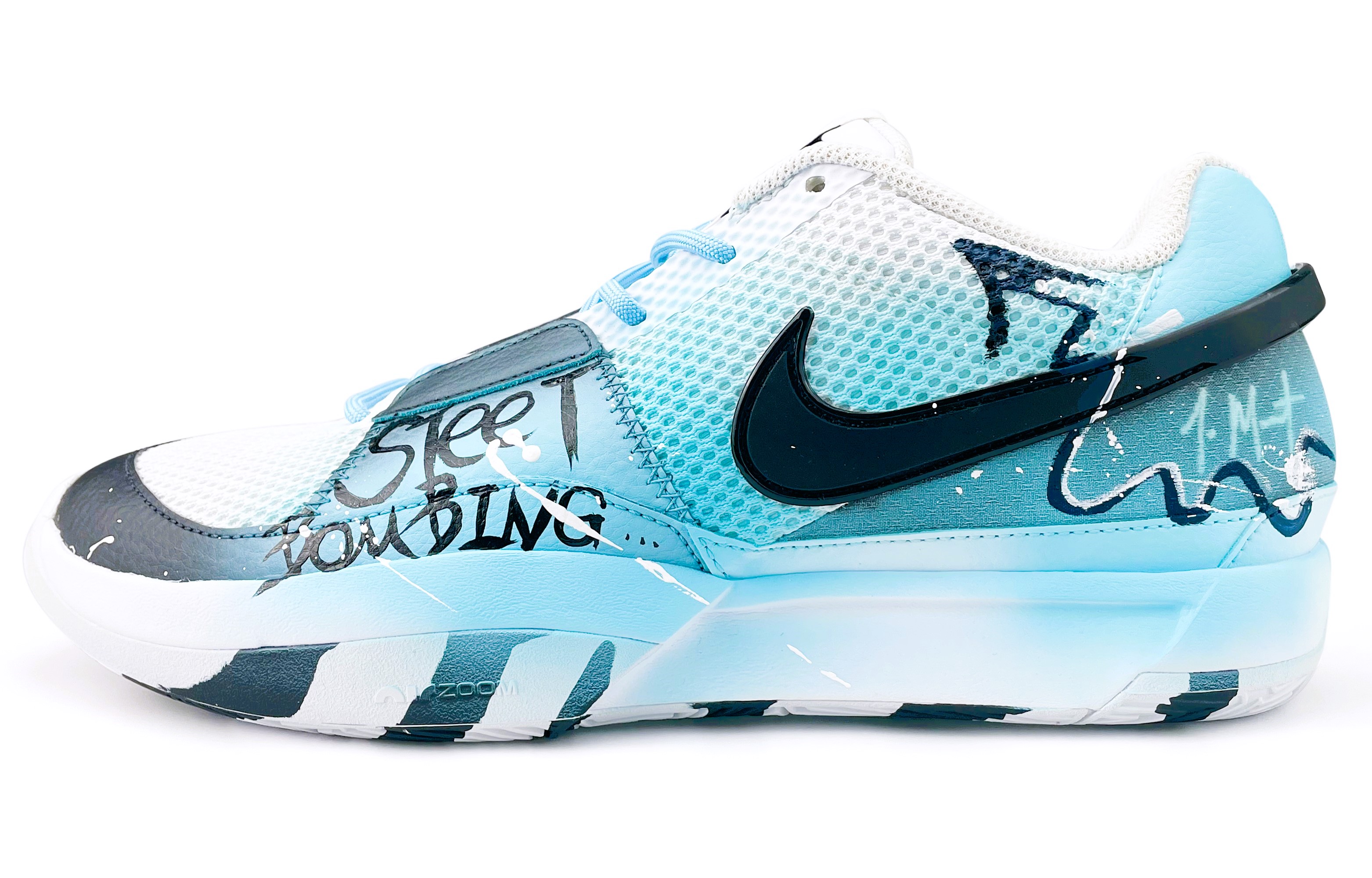 

Nike Баскетбольные кроссовки Ja 1 с низкой амортизацией, износостойкие, мужские, сине-белые