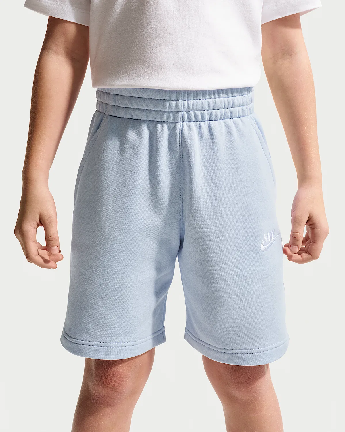 Детские шорты Nike Sportswear Club Fleece из французского флиса, Hydrogen Blue/White — фото 2