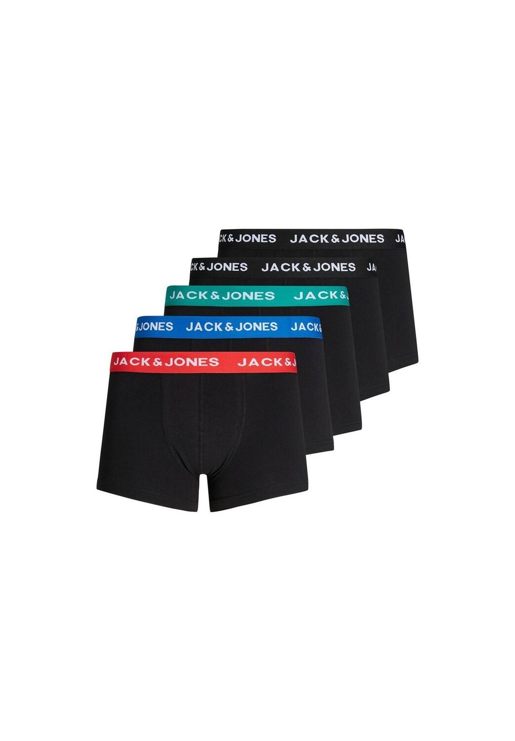 

Мужские боксеры, 5 шт. - JACHUEY TRUNKS, хлопок стрейч JACK & JONES, цвет Rot Blau Petrol Schwarz