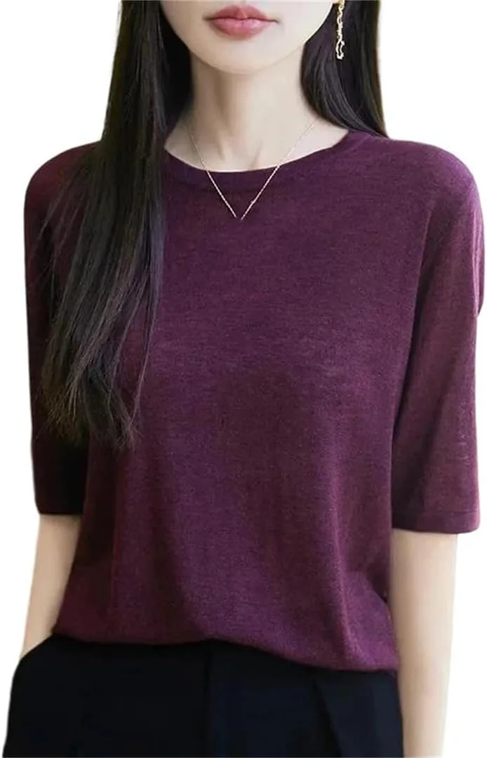 

Женская водолазка с коротким рукавом, Slimming Thin Design, легкая, рубчик