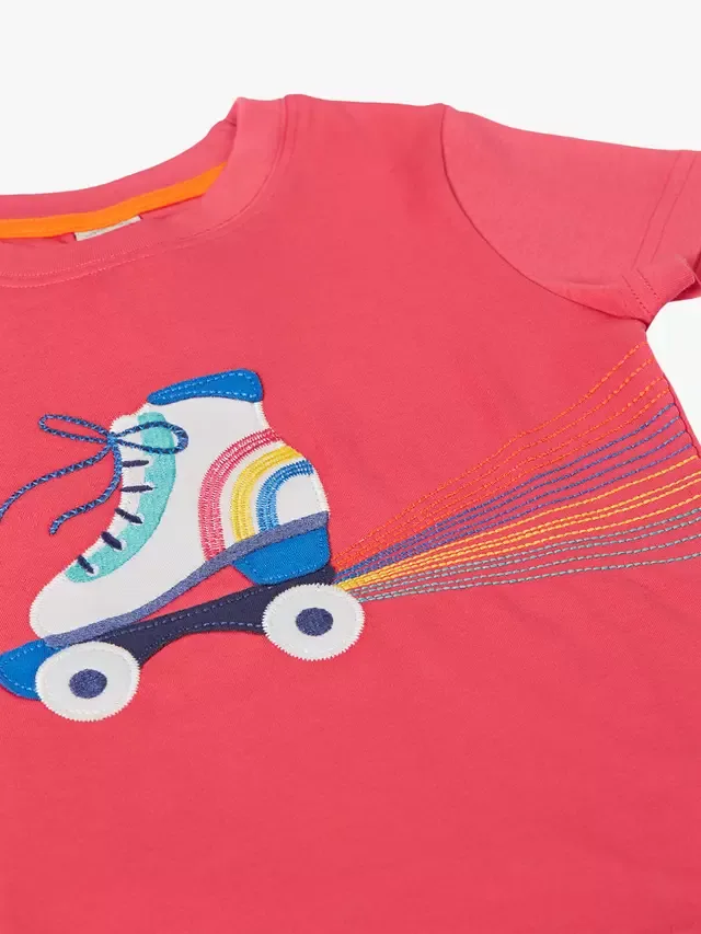 Детская футболка Carsen с аппликацией, цвет ревень/роликовые коньки Frugi — фото 3
