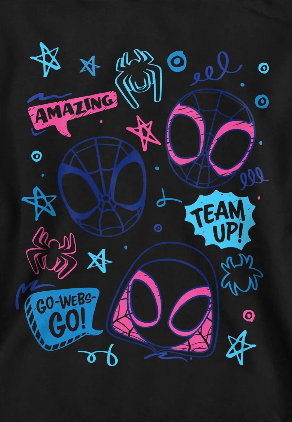 Детский худи Marvel Spidey And His Amazing Friends Doodle, черный — фото 2
