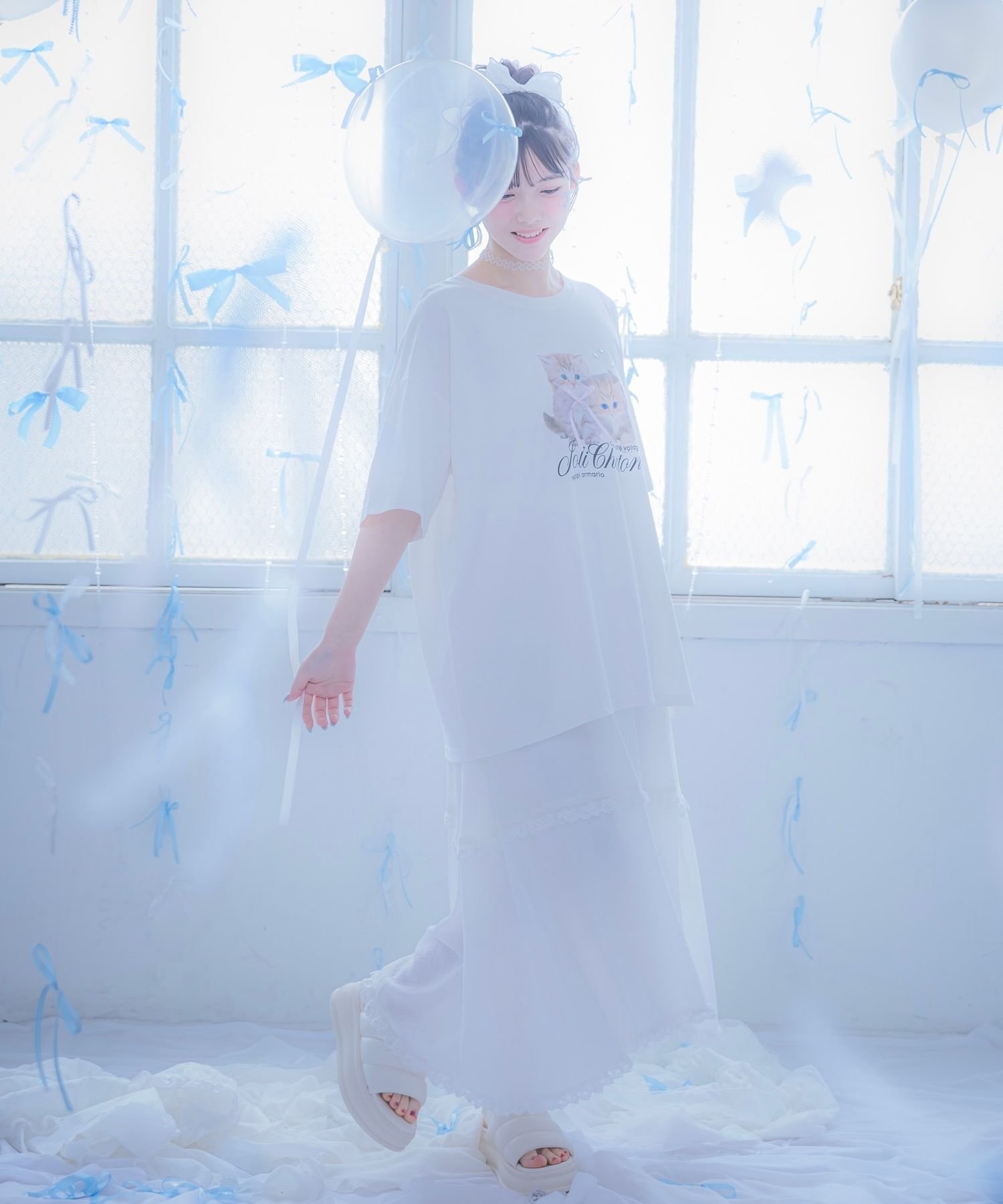 Длинная кружевная многоярусная юбка Repipi armario, White 05 — фото 4