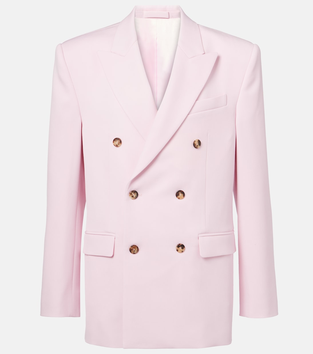 

Двубортный блейзер из чистой шерсти Wardrobe.NYC, Blush