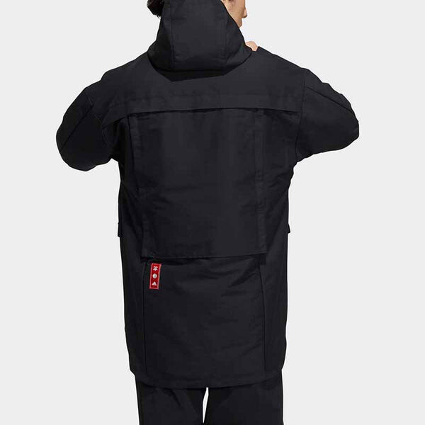 Куртка cny jkt top sports training printing hooded fleece lined woven jacket black Adidas, черный — фото 4