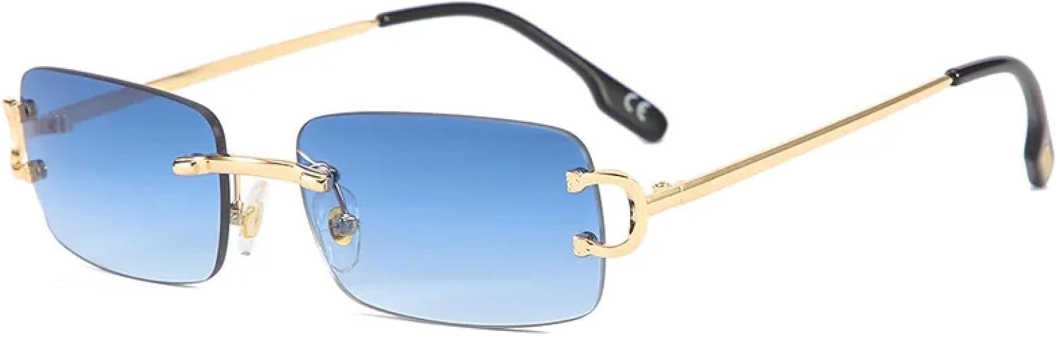 

Солнцезащитные очки с защитой от УФ-излучения UV400 | Без оправы с градиентным покрытием | Для женщин и мужчин | Для занятий спортом на открытом воздухе и вождения DSVIGF, Gold-blue